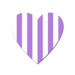 Vertical Stripes - White and Lavender Violet Magnet (Heart)
