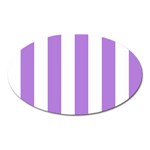 Vertical Stripes - White and Lavender Violet Magnet (Oval)