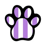 Vertical Stripes - White and Lavender Violet Magnet (Paw Print)