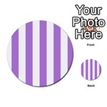 Vertical Stripes - White and Lavender Violet Multi-purpose Cards (Round)