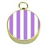 Vertical Stripes - White and Lavender Violet Gold Compass