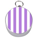 Vertical Stripes - White and Lavender Violet Silver Compass