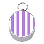 Vertical Stripes - White and Lavender Violet Silver Compass (Mini)