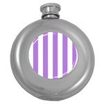 Vertical Stripes - White and Lavender Violet Hip Flask (5 oz)