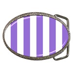 Vertical Stripes - White and Dark Pastel Purple Belt Buckle