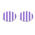 Vertical Stripes - White and Dark Pastel Purple Cufflinks (Oval)