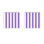 Vertical Stripes - White and Dark Pastel Purple Cufflinks (Square)