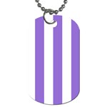 Vertical Stripes - White and Dark Pastel Purple Dog Tag (Two Sides)