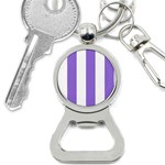 Vertical Stripes - White and Dark Pastel Purple Bottle Opener Key Chain