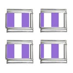 Vertical Stripes - White and Dark Pastel Purple 9mm Italian Charm (4 pack)