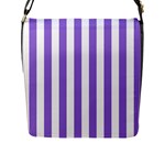 Vertical Stripes - White and Dark Pastel Purple Flap Closure Messenger Bag (L)