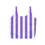 Vertical Stripes - White and Dark Pastel Purple Full Print Recycle Bag (S)