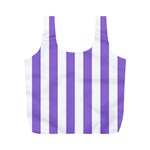 Vertical Stripes - White and Dark Pastel Purple Full Print Recycle Bag (M)