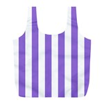Vertical Stripes - White and Dark Pastel Purple Full Print Recycle Bag (L)