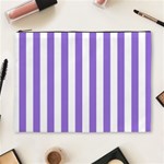 Vertical Stripes - White and Dark Pastel Purple Cosmetic Bag (XL)