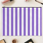 Vertical Stripes - White and Dark Pastel Purple Cosmetic Bag (XXXL)