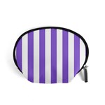 Vertical Stripes - White and Dark Pastel Purple Accessory Pouch (Small)