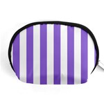 Vertical Stripes - White and Dark Pastel Purple Accessory Pouch (Medium)