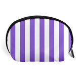Vertical Stripes - White and Dark Pastel Purple Accessory Pouch (Large)