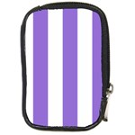 Vertical Stripes - White and Dark Pastel Purple Compact Camera Leather Case