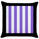 Vertical Stripes - White and Dark Pastel Purple Throw Pillow Case (Black)