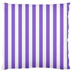Vertical Stripes - White and Dark Pastel Purple Large Flano Cushion Case (Two Sides)