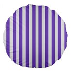 Vertical Stripes - White and Dark Pastel Purple Large 18  Premium Flano Round Cushion