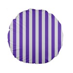 Vertical Stripes - White and Dark Pastel Purple Standard 15  Premium Round Cushion