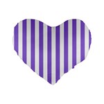 Vertical Stripes - White and Dark Pastel Purple Standard 16  Premium Heart Shape Cushion