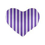 Vertical Stripes - White and Dark Pastel Purple Standard 16  Premium Flano Heart Shape Cushion
