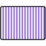 Vertical Stripes - White and Dark Pastel Purple Fleece Blanket (Large) (One Side)
