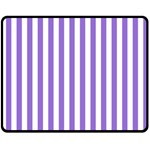 Vertical Stripes - White and Dark Pastel Purple Fleece Blanket (Medium) (One Side)