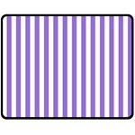 Vertical Stripes - White and Dark Pastel Purple Double Sided Fleece Blanket (Medium) (Two Sides)