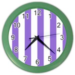 Vertical Stripes - White and Dark Pastel Purple Color Wall Clock
