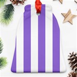 Vertical Stripes - White and Dark Pastel Purple Bell Ornament (Two Sides)