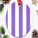 Vertical Stripes - White and Dark Pastel Purple Oval Ornament (Two Sides)