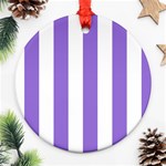 Vertical Stripes - White and Dark Pastel Purple Round Ornament (Two Sides)