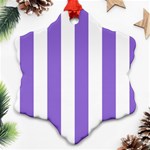 Vertical Stripes - White and Dark Pastel Purple Snowflake Ornament (Two Sides)
