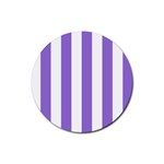Vertical Stripes - White and Dark Pastel Purple Rubber Round Coaster (4 pack)