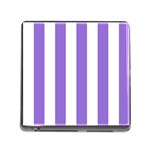 Vertical Stripes - White and Dark Pastel Purple Memory Card Reader (Square)