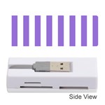 Vertical Stripes - White and Dark Pastel Purple Memory Card Reader (Stick)