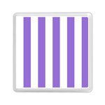 Vertical Stripes - White and Dark Pastel Purple Memory Card Reader with Storage (Square)