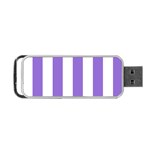 Vertical Stripes - White and Dark Pastel Purple Portable USB Flash (Two Sides)