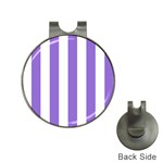 Vertical Stripes - White and Dark Pastel Purple Golf Ball Marker Hat Clip