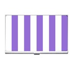 Vertical Stripes - White and Dark Pastel Purple Business Card Holder