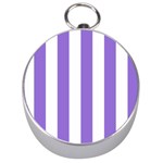 Vertical Stripes - White and Dark Pastel Purple Silver Compass