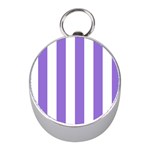 Vertical Stripes - White and Dark Pastel Purple Silver Compass (Mini)