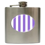 Vertical Stripes - White and Dark Pastel Purple Hip Flask (6 oz)