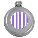 Vertical Stripes - White and Dark Pastel Purple Hip Flask (5 oz)
