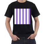 Vertical Stripes - White and Dark Pastel Purple Men s T-Shirt (Black)